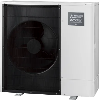 Mitsubishi Ecodan R32 air source heat pump outdoor unit